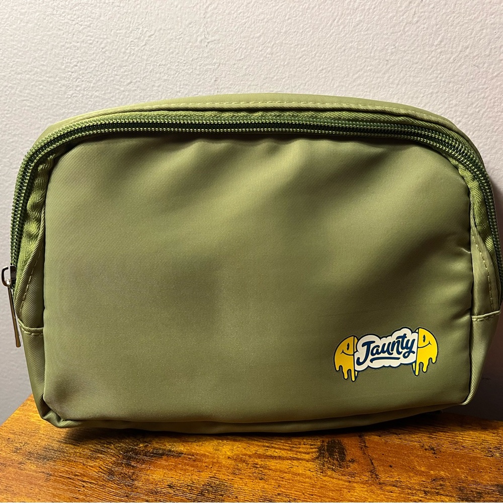 Green Mini Bag with Durable Nylon and Zipper Closure